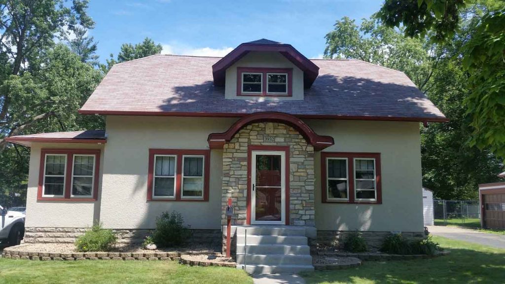 home with repaired stucco walls