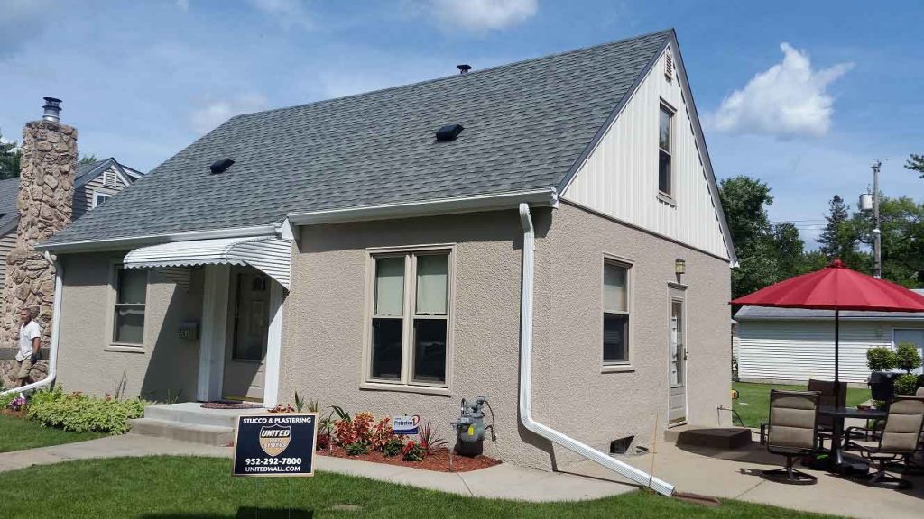 home with repaired stucco walls