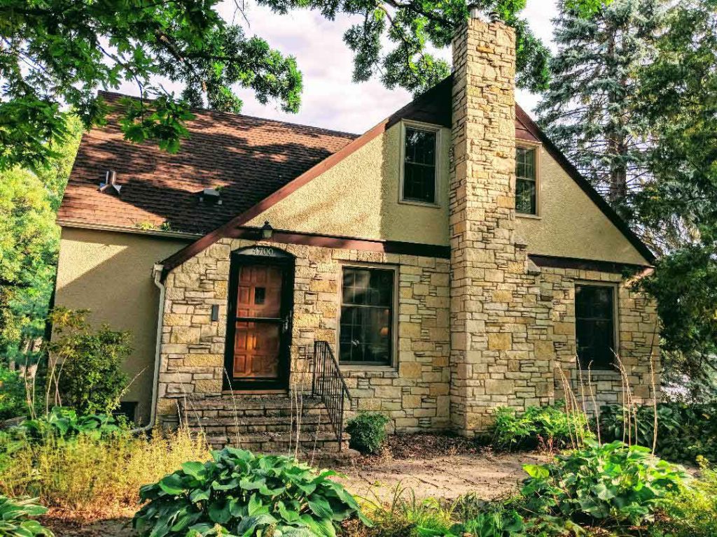 home with stone veneer added