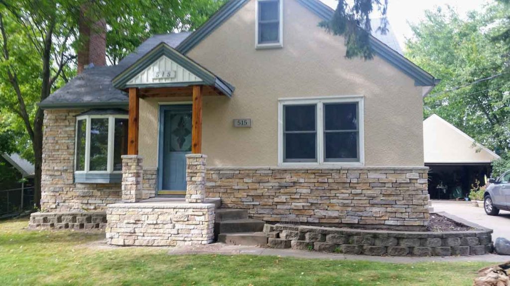 home with repaired stucco walls