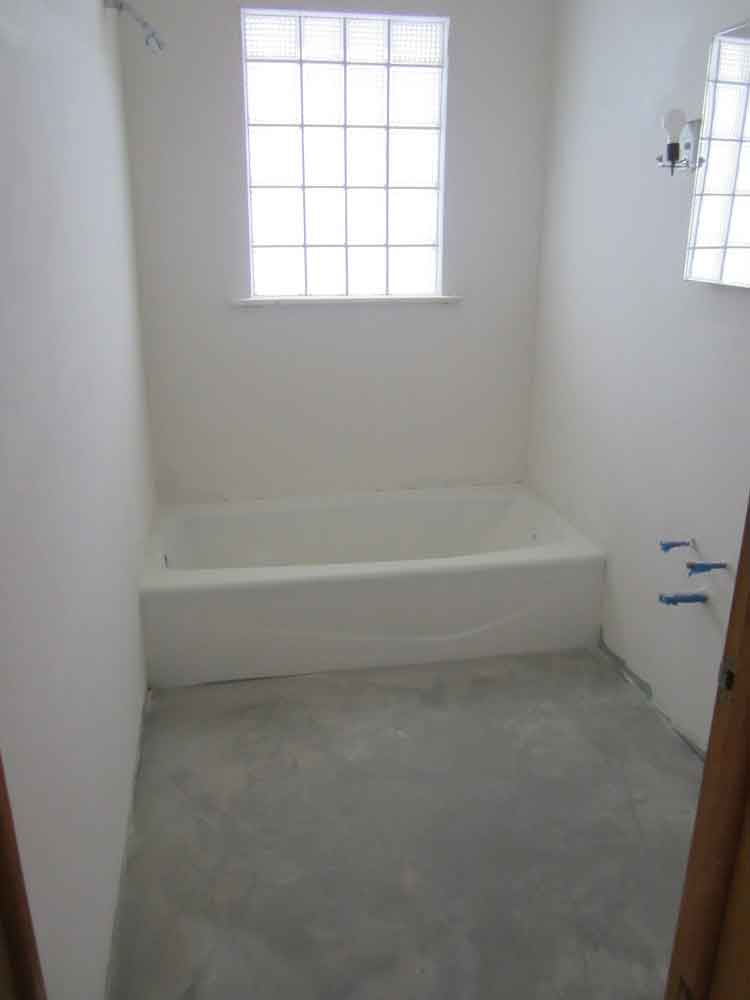 bathroom with plaster restored