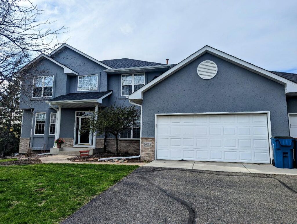 After image of a stucco repair project on a house