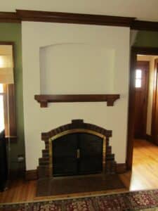 view of fireplace after plaster repair